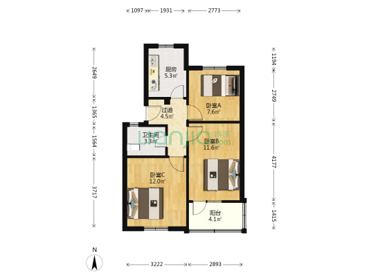 宁高专教工住宅区 3室0厅1卫 60平方