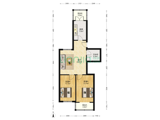 金达里 2室1厅1卫 85平方
