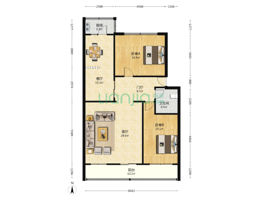 廊坊日报社综合楼 2室2厅1卫 118平方