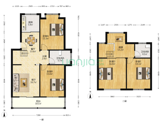 翰林俯邸 4室2厅2卫 167平方