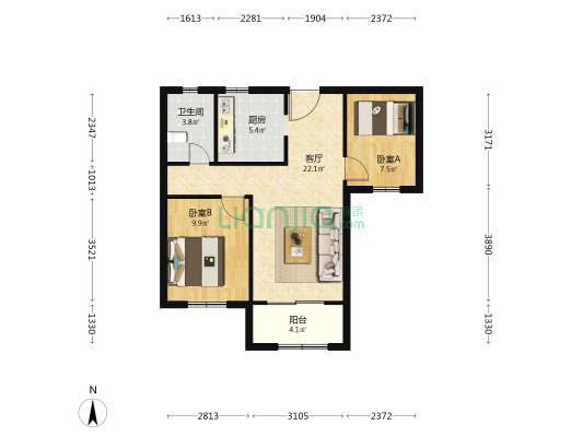 民乐城建欣苑北苑 2室1厅1卫 76平方