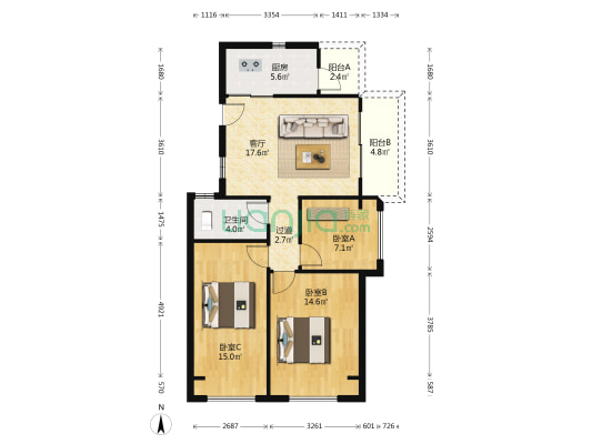 碧桂园凤凰城学林苑 3室1厅1卫 92平方