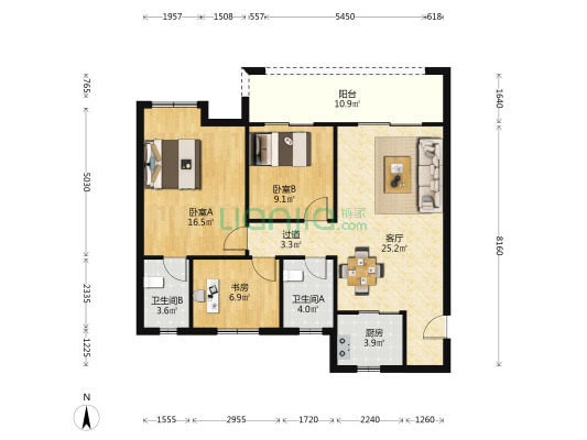 颐蓝湾花苑 3室1厅2卫 110平方