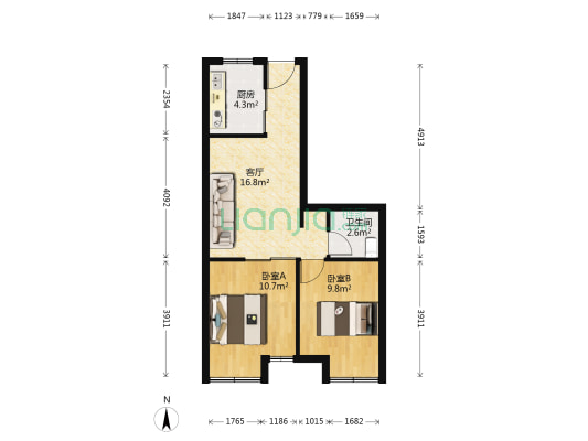 和平公馆 2室1厅1卫 61平方