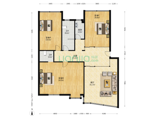 上饶市信州区光学路 3室1厅2卫 173平方