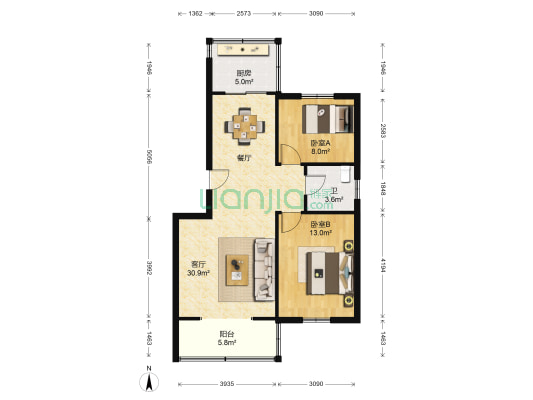 兰州建投物业管理有限公司第二佳园 2室1厅1卫 86平方