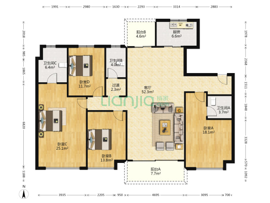 碧桂园九龙湾 4室1厅3卫 184平方