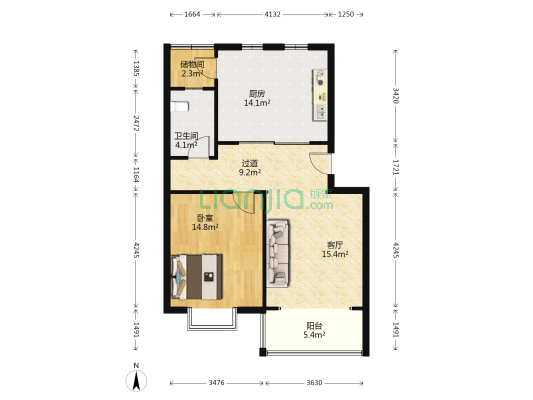 山景小城 1室1厅1卫 83平方