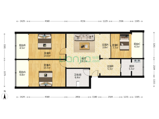 红光街33号 3室1厅1卫 110平方
