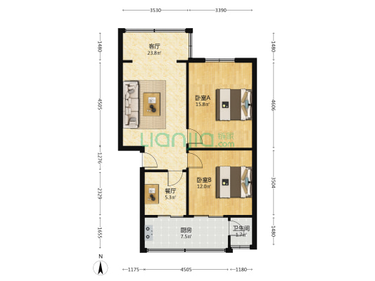 上南街57号附1号 2室2厅1卫 74平方