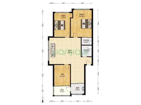 兴安街34-64号 3室1厅2卫 120平方
