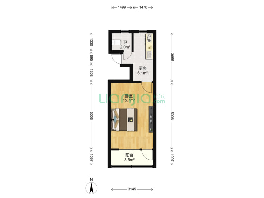 中山南一路1040-1044号 1室0厅1卫 35平方