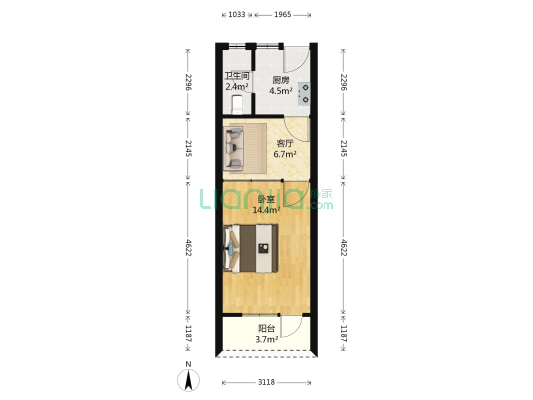 宣化路268弄 1室1厅1卫 39平方