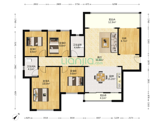 南溪府 5室1厅2卫 144平方