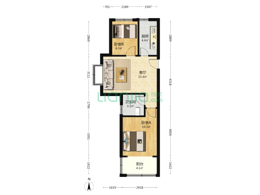 景河苑 2室1厅1卫 61平方