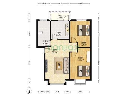 正兴小区 2室1厅1卫 84平方