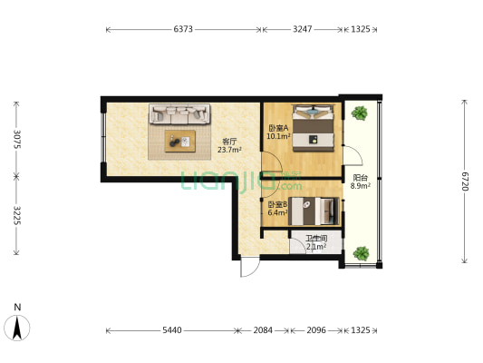 小龙路社区 2室1厅1卫 57平方