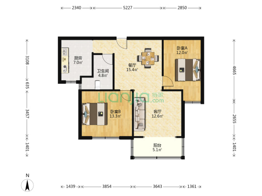 锦逸家园 2室2厅1卫 103平方