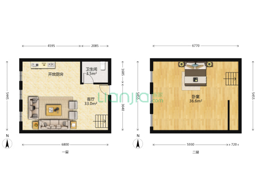 北晨国际小区 1室1厅1卫 52平方