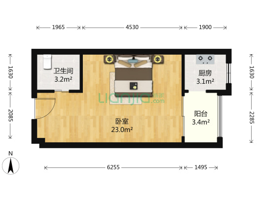 汉嘉都市森林领郡 1室0厅1卫 44平方