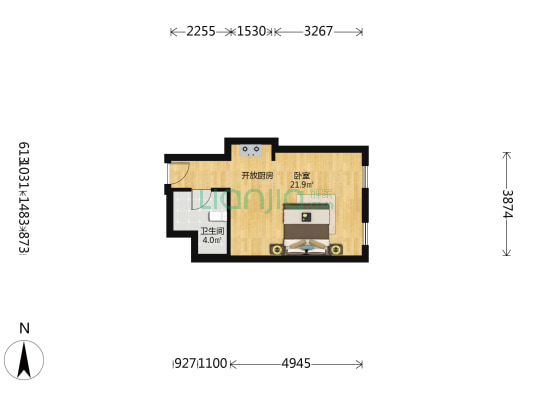 iMOMA 1室0厅1卫 45平方