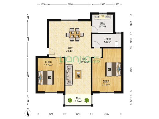 文化新村(惠南) 2室2厅1卫 100平方