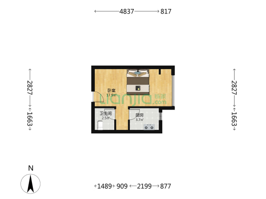 正商航海铭筑 1室0厅1卫 42平方
