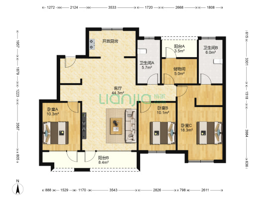 集美万象 3室1厅2卫 143平方