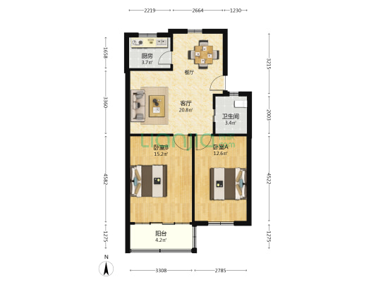 莘南路120号 2室1厅1卫 70平方