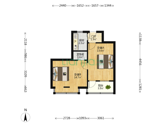 二七新村七区 2室0厅1卫 51平方