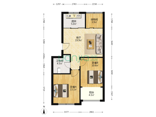 和顺花园 2室1厅1卫 73平方