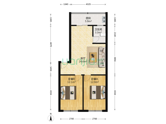 汽车厂北厂小区 2室1厅1卫 73平方