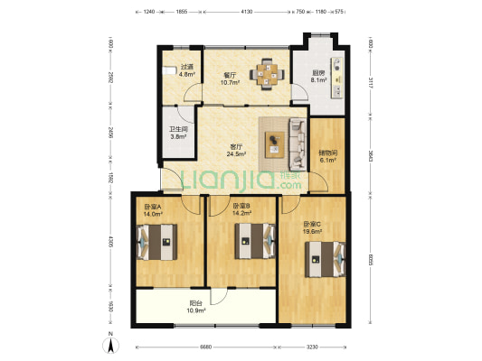 市高级技校职教小区 3室2厅1卫 144平方