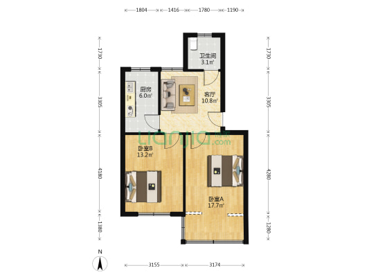 罗峰新村 2室1厅1卫 55平方
