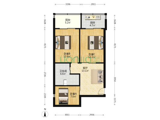 东八道巷8号 3室1厅1卫 50平方