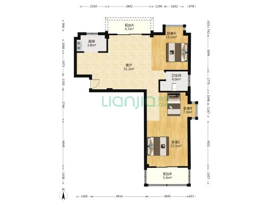 福湾新城秋月苑 3室1厅1卫 100平方