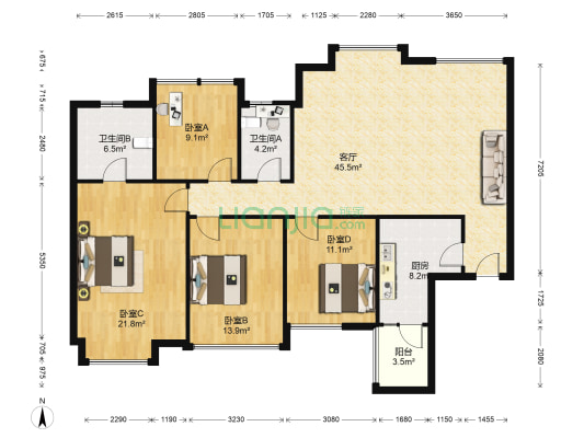 华润翠林华庭 4室1厅2卫 137平方