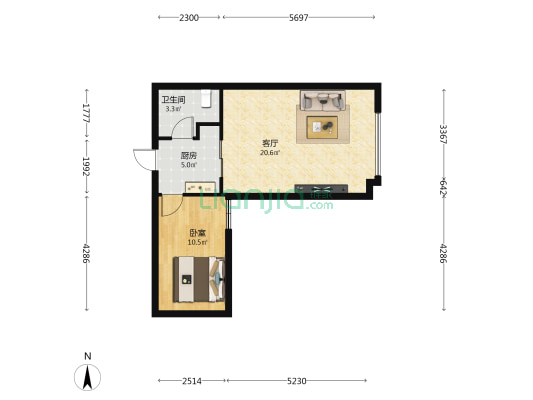 碧海国际 1室1厅1卫 61平方