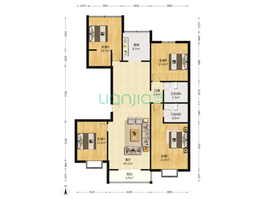 凤凰城北区 4室1厅2卫 189平方