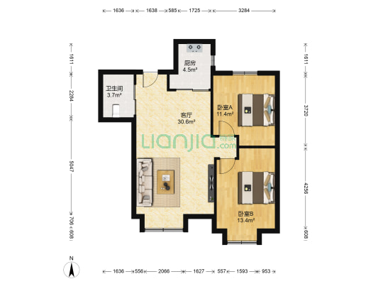 富邦壹品天城 2室1厅1卫 90平方