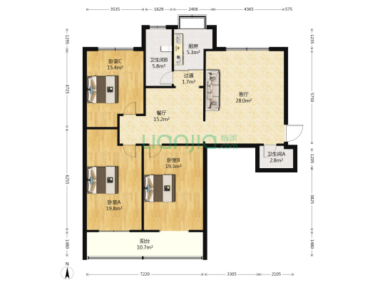 省政府办公厅宿舍 3室2厅2卫 147平方