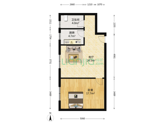 正商和园广场 1室1厅1卫 71平方