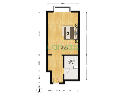 新华贸中心 1室0厅1卫 57平方