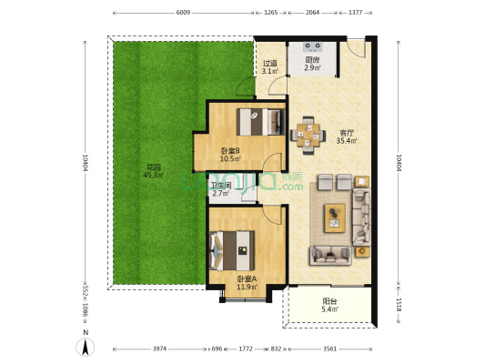 南祥苑 2室1厅1卫 82平方