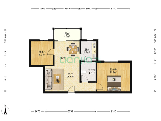 城管大楼 2室1厅1卫 79平方