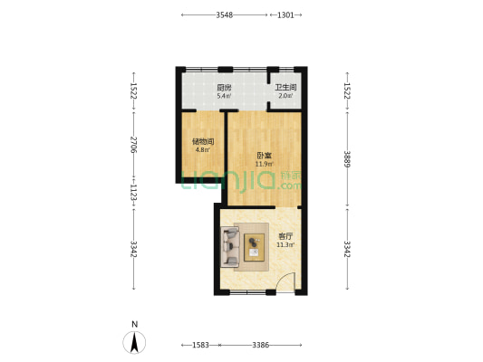 柳春路6号 1室1厅1卫 49平方