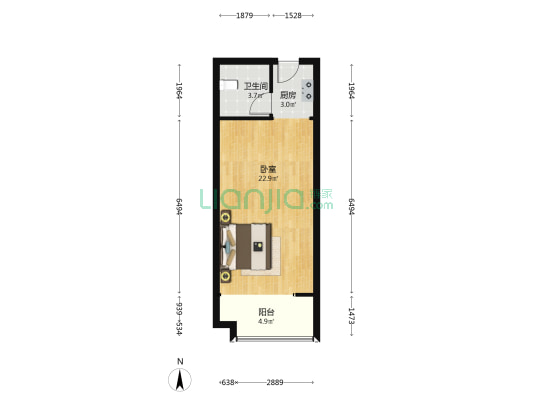 厚德大厦 1室0厅1卫 42平方