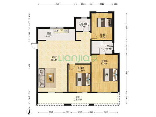 保集湖海塘庄园北区 3室1厅2卫 143平方