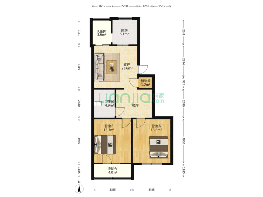 兴泰北里 2室1厅1卫 87平方
