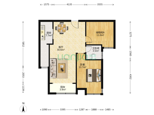 香木林小区 1室1厅1卫 92平方